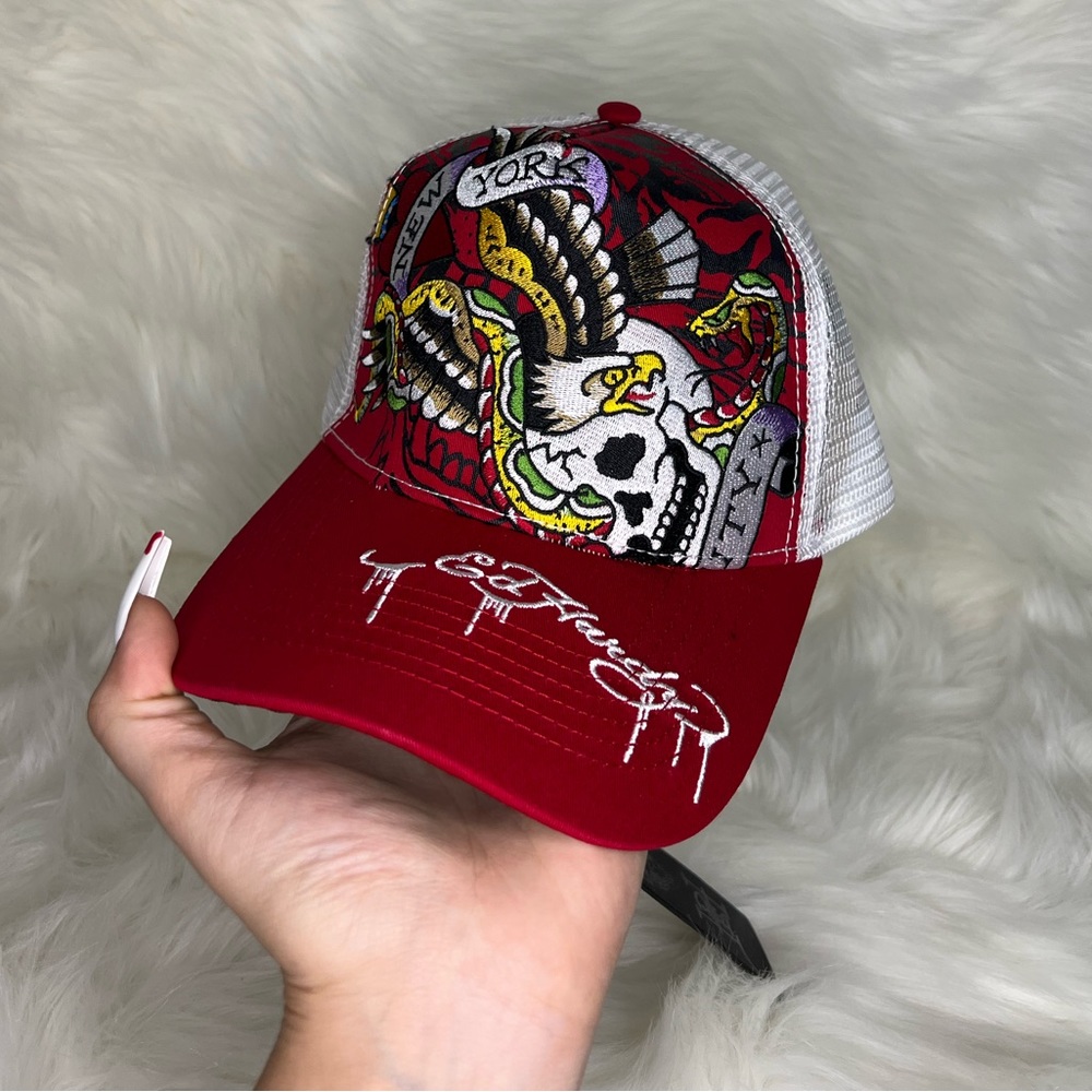 Ed Hardy Red NY Eagle Trucker Hat